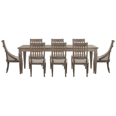 Geisler Extendable Rectangular Dining Table With 6 Side Chairs And 2 Arm Chairs