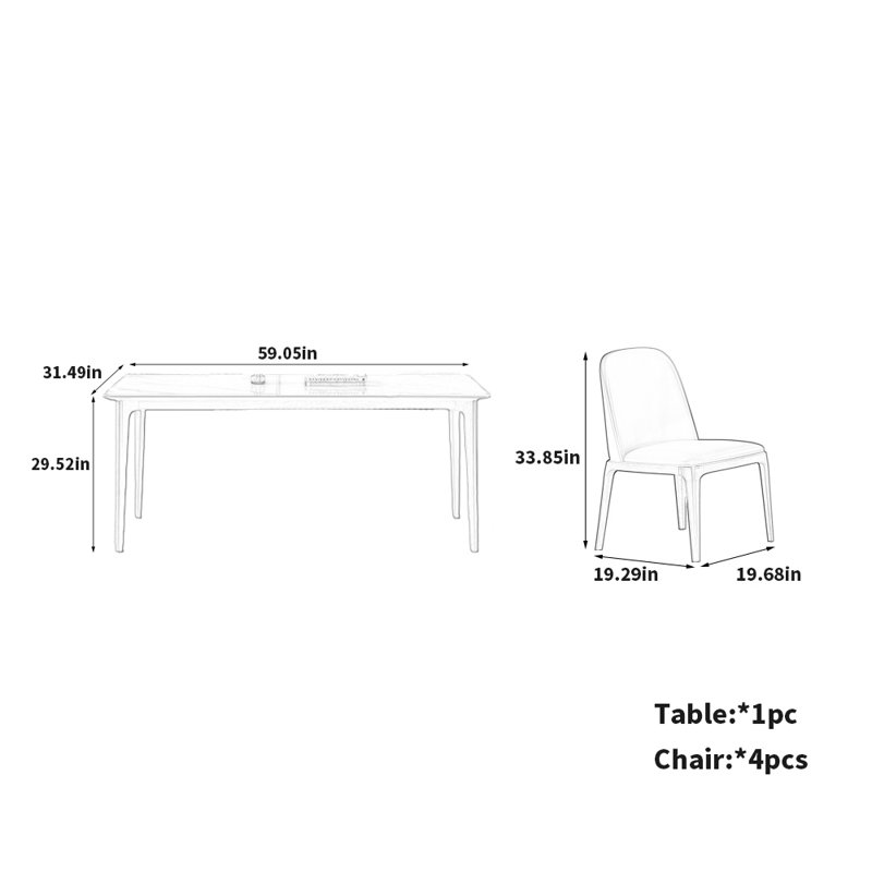 Ensemble de chaises de table en frêne blanc chic, H 29,52 po x L 59,05 po x l 31,49 po