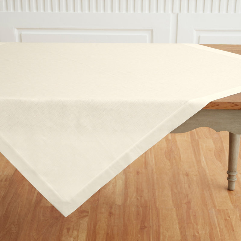 Fete - 100% Pure Linen Table Throw, Ivory, Solid Color