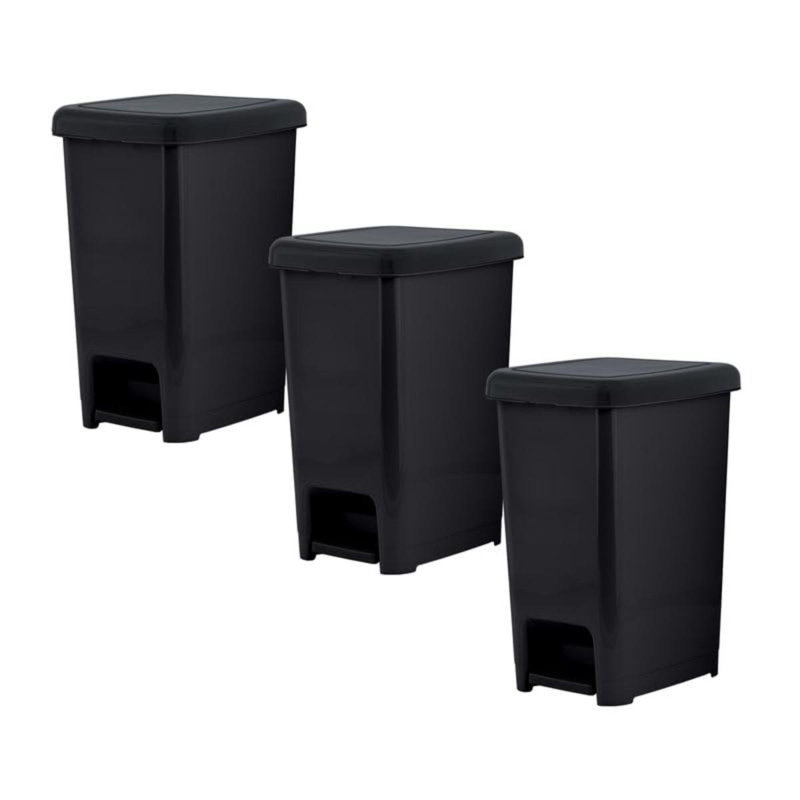 Petite poubelle avec pédale Superio Slim de 2,5 gallons avec couvercle, petite poubelle en plastique pour salle de bain, cuisine, bureau, sous le bureau, chambre à coucher, dortoir - noir, 3