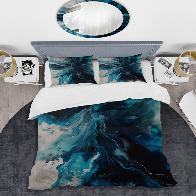 Ensemble de housse de couette en microfibre / polyester bleu sarcelle et noir Aims Whimsy II