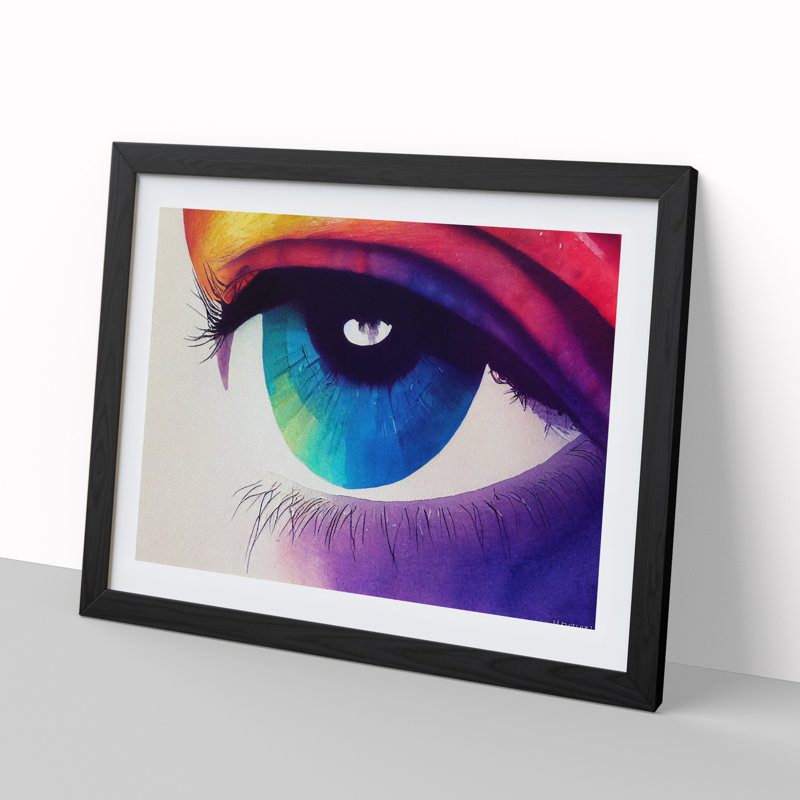 Watercolour Human Eye Vol.2 - Single Picture Frame Print, Black, 46cm H x 64cm W x 2cm D