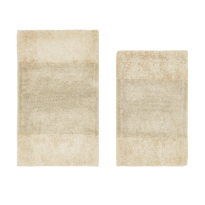 Makaylynn Premium 100% Cotton 2155 GSM 2-Piece Bath Rug Set, OEKO-TEX® Certified, Non-Slip Spray Latex Backing, Plush Tufted, Super Absorbent, Machine Washable Bathroom Rugs, Sand