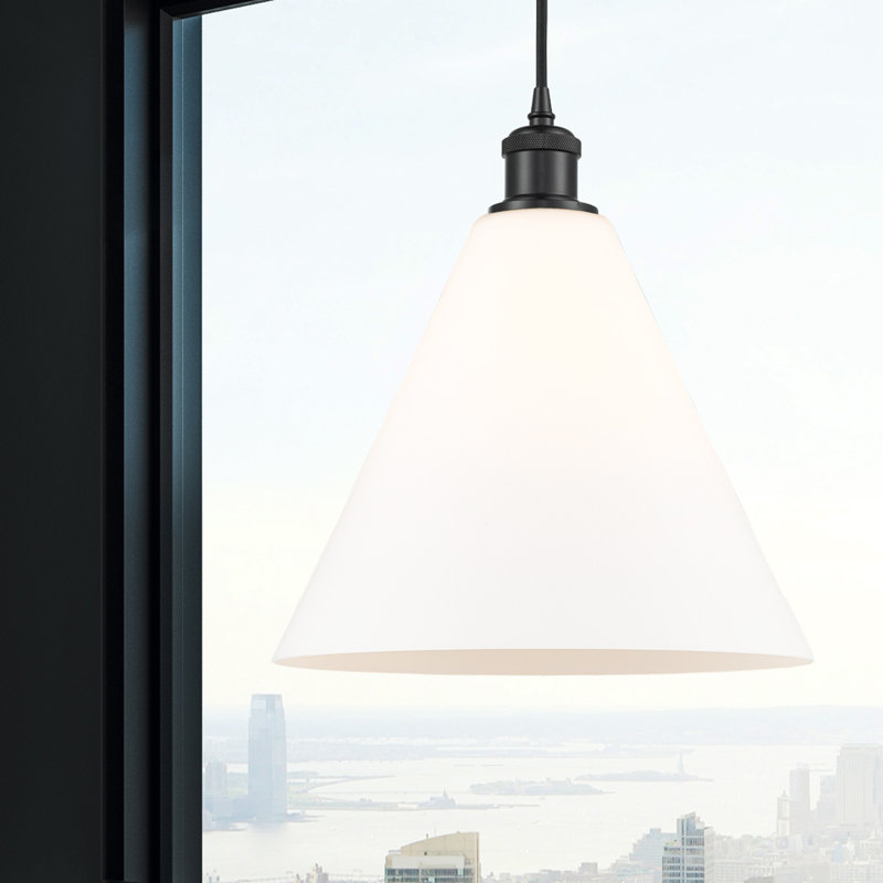 Luminaire suspendu conique à 1 lumière, Noir mat