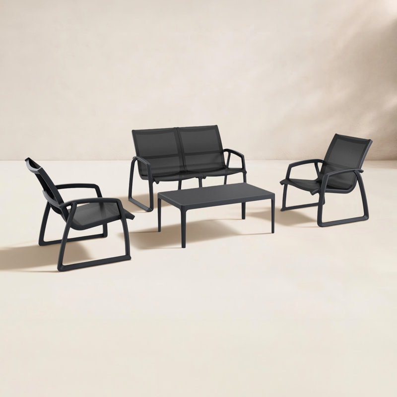 Farrah 4 - Person Patio Conversation Set, Black