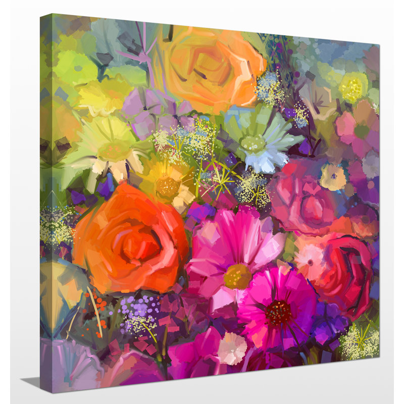 « floral frenzy », reproduction d’art sur toile tendue, H 24 po x l 24 po x P 1 po