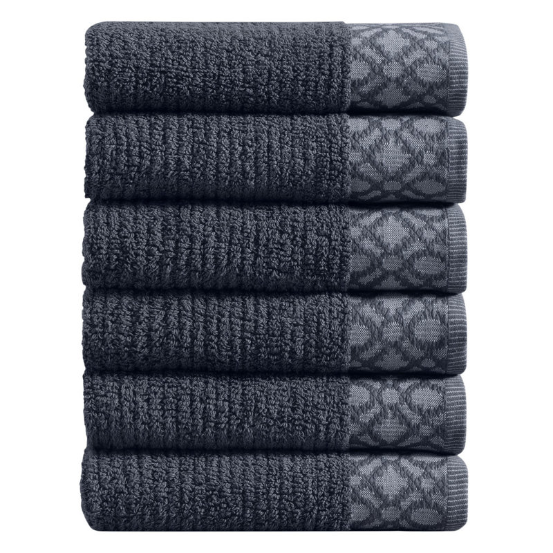 Ensemble 6 serviettes de bain en coton Shalyssa, Gris foncé