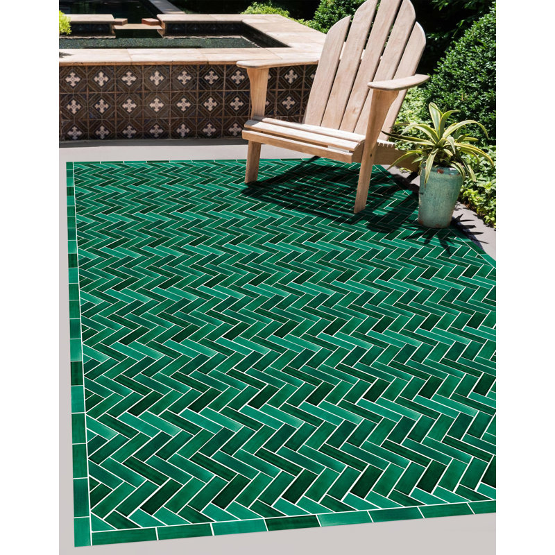 Rhuary Geometric Vinyl Machine Printed Area Rug, Rectangle 160 x 230cm
