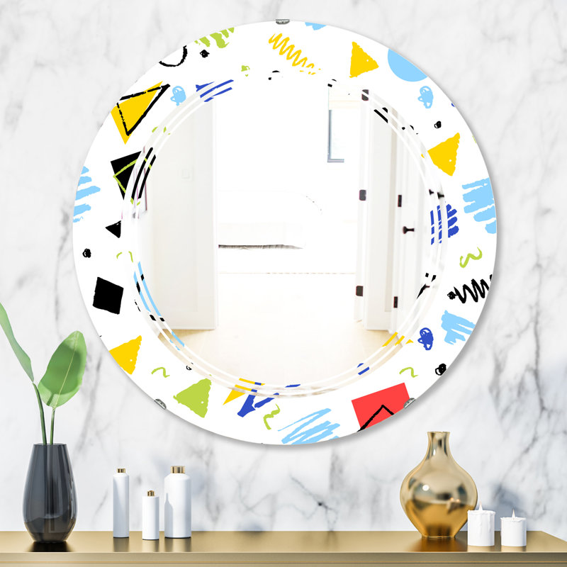Miroir mural moderne sans cadre en trois style rétro, 23,6 po x 23,6 po