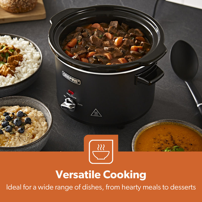 Geepas Slow Cooker 3 Temperature Settings, Easy-Clean, 2.5 Qt.