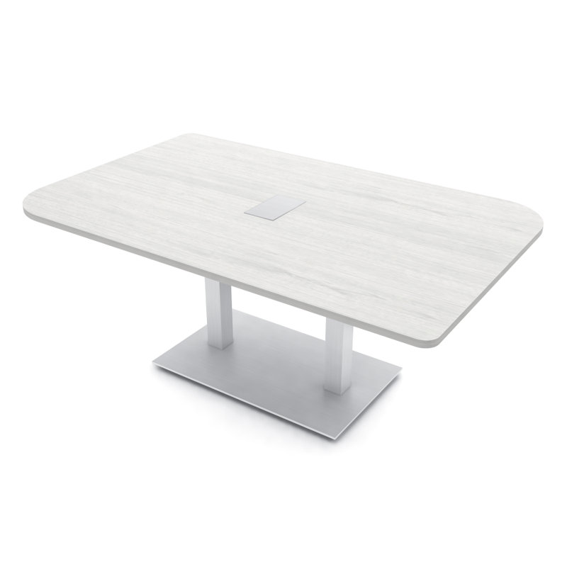 Table de conférence Ogren Duo avec double base en métal | Unité électrique, L 84 po x l 48 po, Sel Lakeland, Argent argent