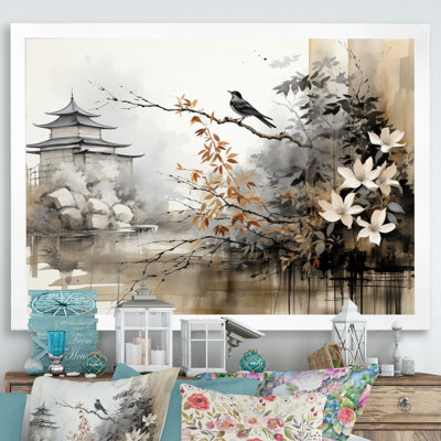 Asian Art Sumi Bird Serenity I - Art mural asiatique