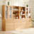 71" H X 94.5" W Bookcase Cabinet With Tempered Glass Doors & Large Storage Drawers (2B+2D)