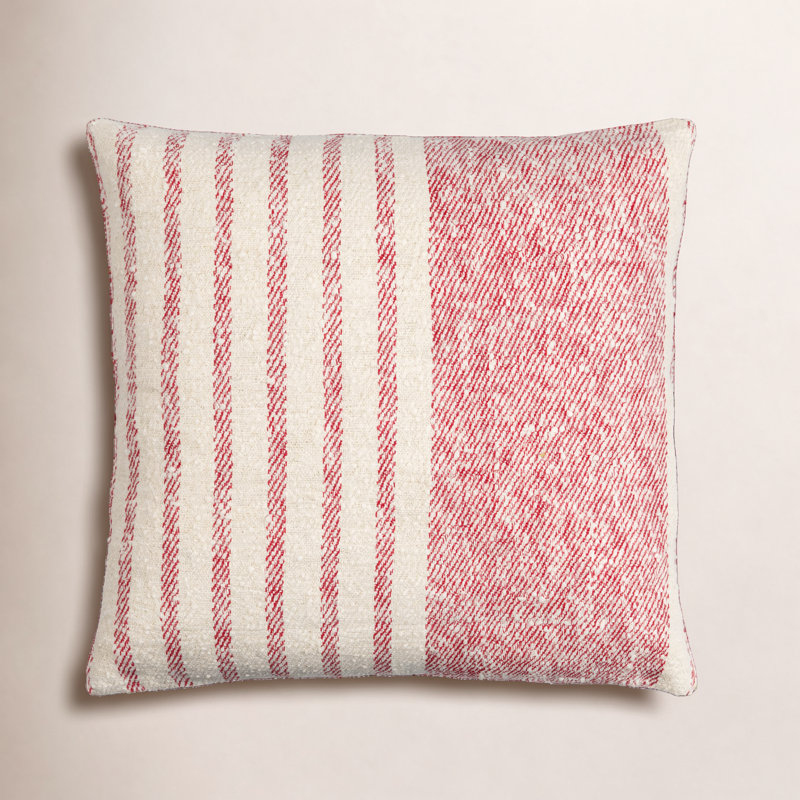 Coussin en coton Weldon, Polyester/ Bourre en polyester, Rouge, 22 po x 22 po