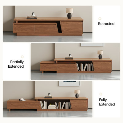 Modern Extendable TV Stand Media Console With Storage Drawers