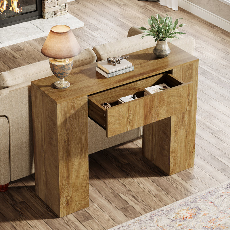 39.37" Console Table with Drawer, Walnut Brown
