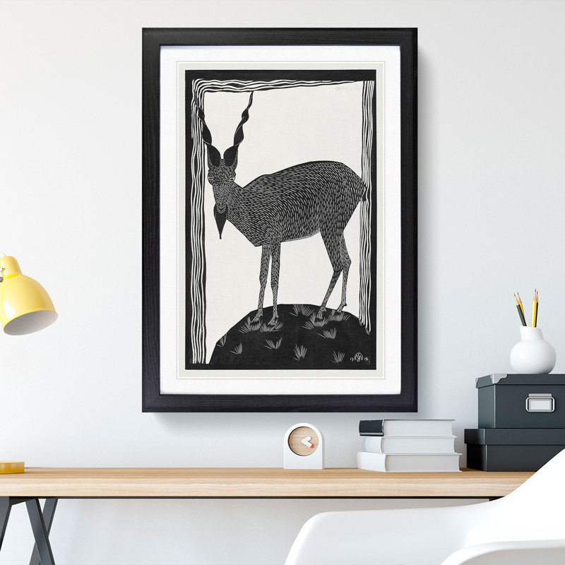 Markhor Goat Vol.1 by Samuel De Mesquita - Picture Frame Painting, 36cm H x 27cm W x 2cm D, Black Framed