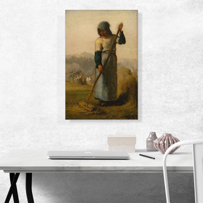 «Woman with a Rake 1857» par Jean-François Millet - reproduction d'art sur toile tendue