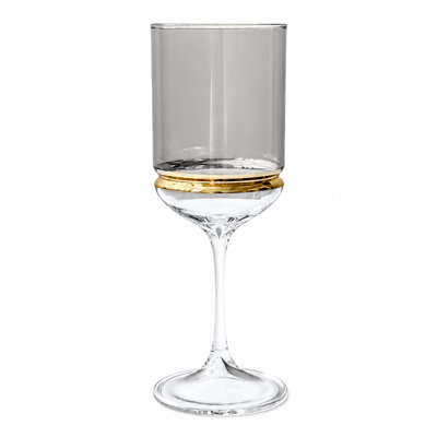 Verres à vin à pied coloré avec bague, ensemble de 6 - Fumé