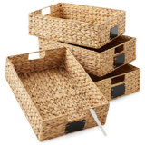 Casafield Pantry Baskets with Chalkboard Labels and Marker, 10"x13"x5" Storage Bins