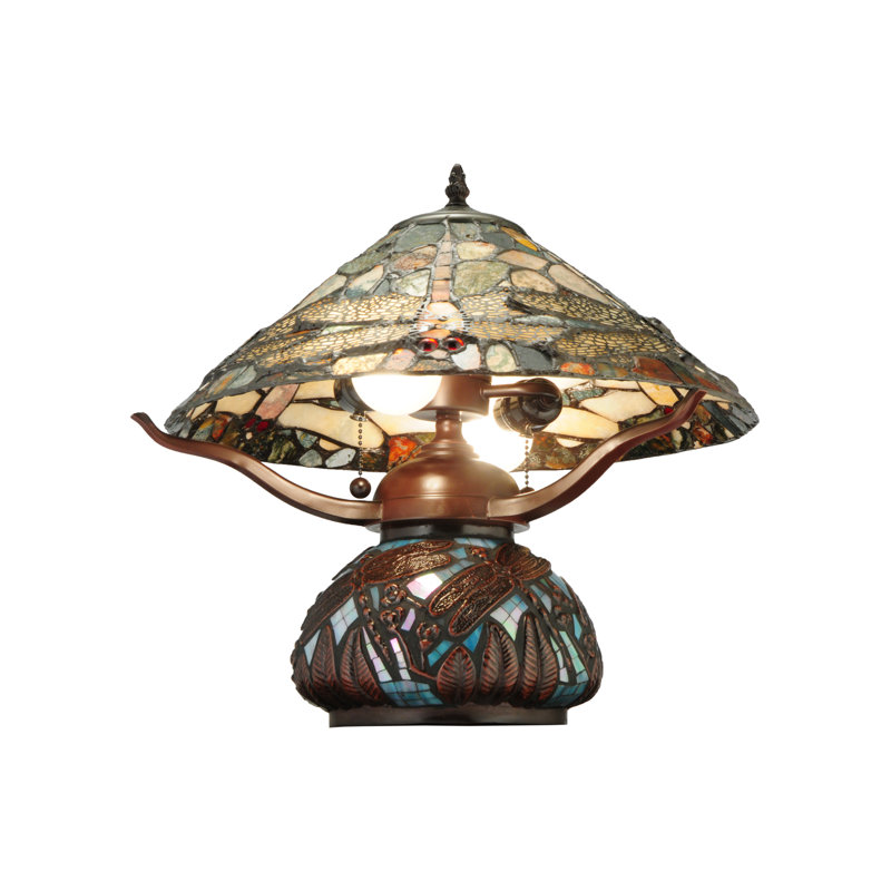 Dragonfly Cut Agata 16.5" Table Lamp