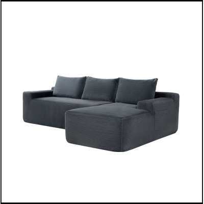 Upholstered Sectional Couch with L-Shape Chaise and Deep Seat
