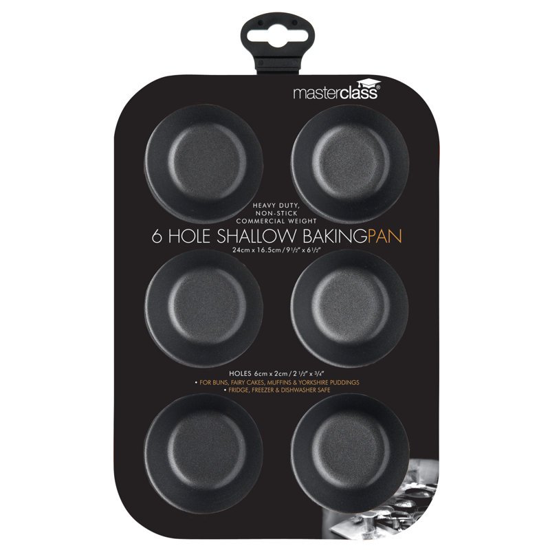 MasterClass Non-Stick Steel Muffin Pan with Lid, 2cm H x 16.5cm W x 32cm D