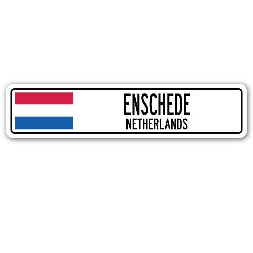 Plaque de rue Enschede, drapeau des Pays-Bas, H 6 po x l 24 po x P 1 po