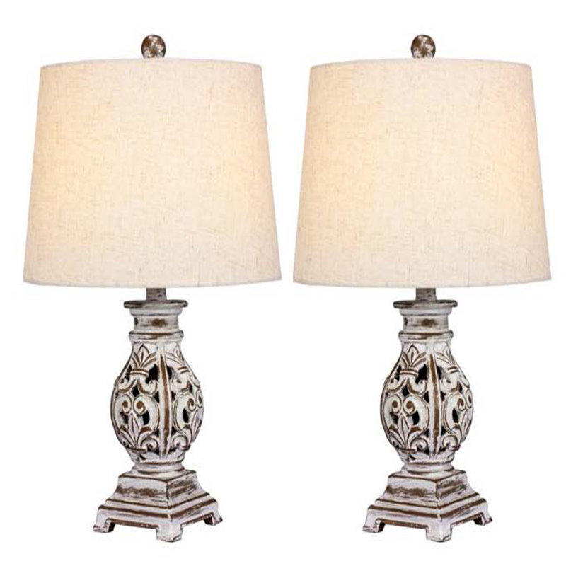 Ensemble de lampe de table 22" Brutus, Blanc antique, Beige