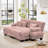 Cloud Couch Sleeper Sofa For Living Room, Chenille 2 Seater Sofa With 2 Lumbar Pillows And 2 Throw Pillows , Upholstered Wide Arm Sofa With 2 Ottomans,Chenille Pink-1049296210
