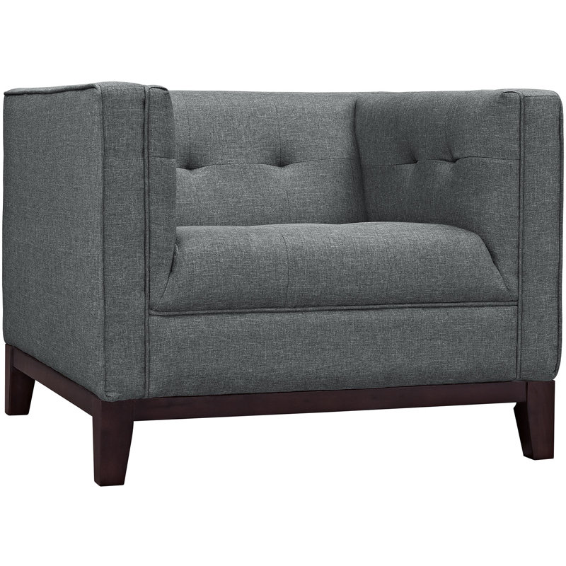 Modway Serve Mid-Century Polyester Upholstered Armchair, Gray Performance Velvet