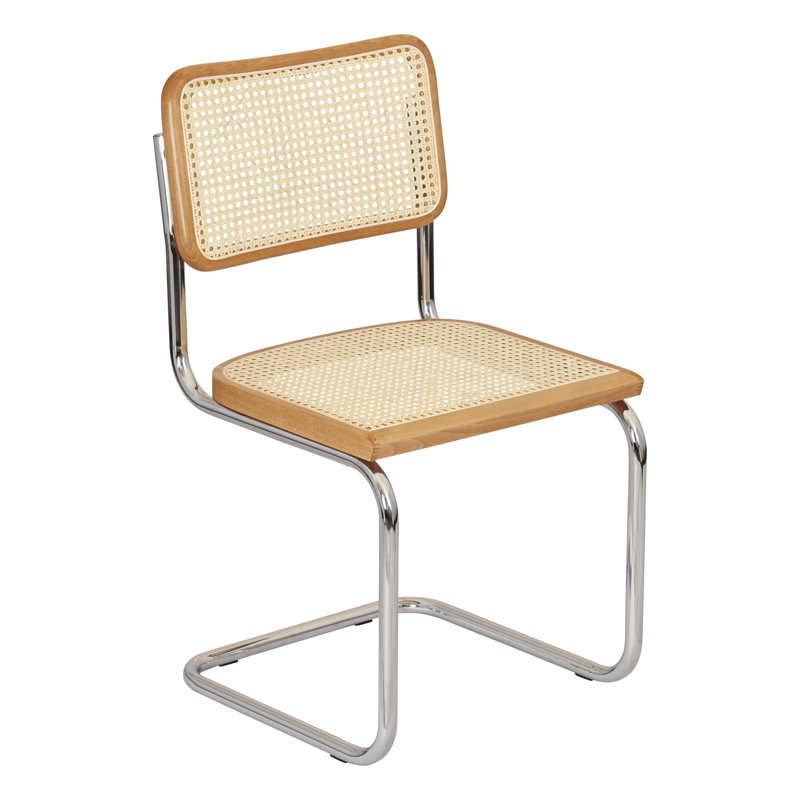 Marcel Breuer Cesca Cane Cantilever Dining Side Chair, Honey Oak/Natural/Chrome