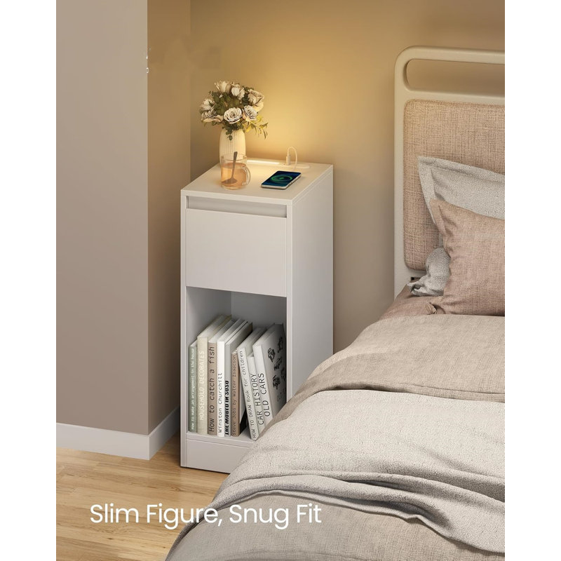 25cm W Particle Board Bedside Table, White