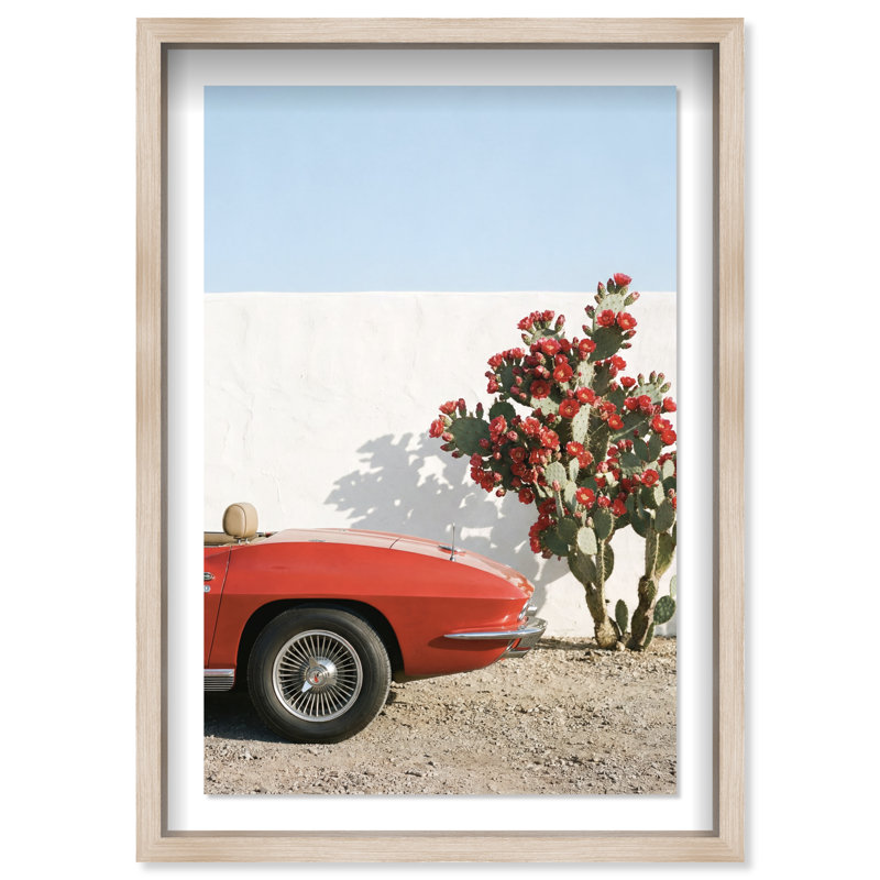Estampe Parked Bloom Shadowbox Transportation d'Oliver Gal, 46.5"H x 31.5"W, Cadre blond