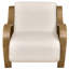 Fauteuil d'appoint Curva Luxe Boucle avec revêtement bleu marine et accoudoirs en bois naturel, fauteuil Mid-Century-1973579590-1979430108