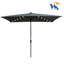 Parasols d'extérieur à énergie solaire 10 x 6,5T rectangulaires à DEL avec manivelle et bouton-poussoir inclinable pour le jardin-999316148