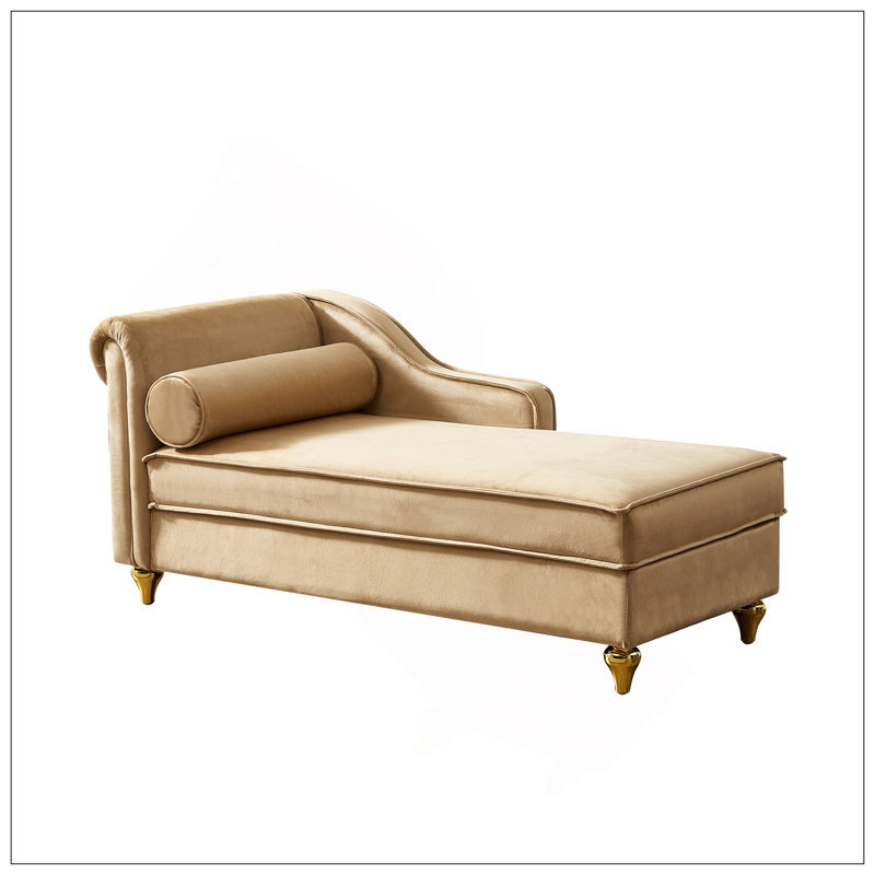 Chaise longue moderne avec revêtement en velours, Kaki