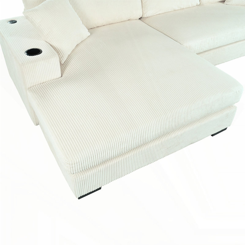 Grand canapé modulaire avec coussins épais Mirod, Beige