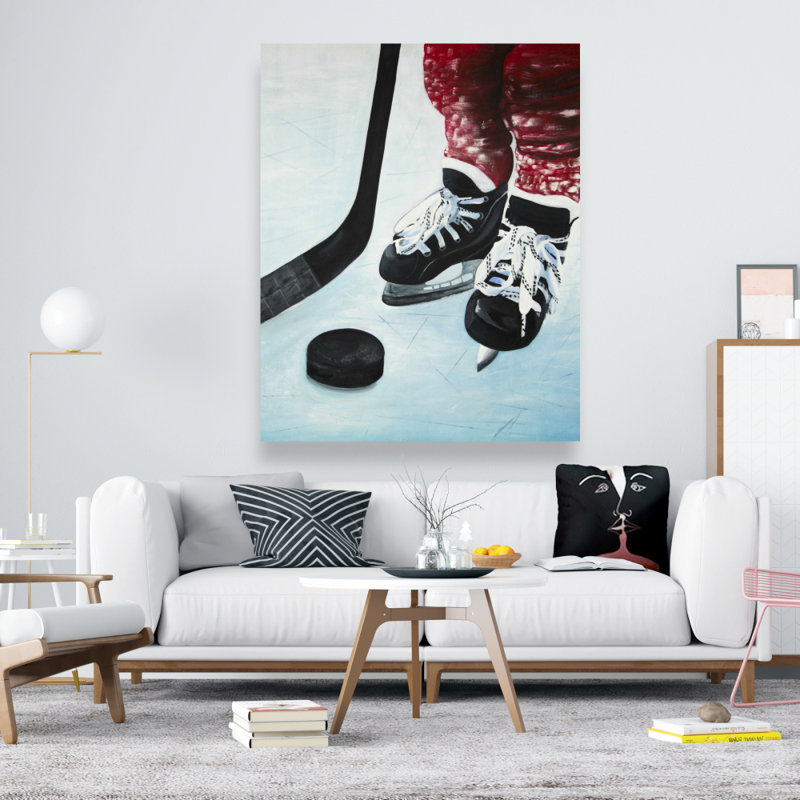 Young hockey player - Red Man cave canvas for home decor