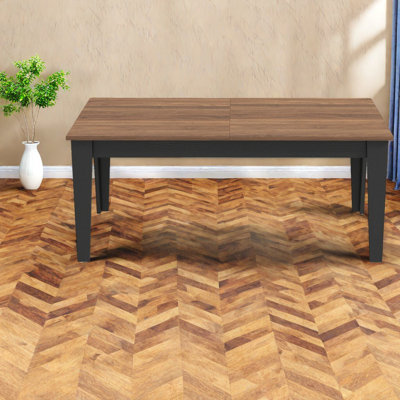 Grande table de salle à manger extensible, panneau de fibres à densité moyenne noyer, style cuisine moderne