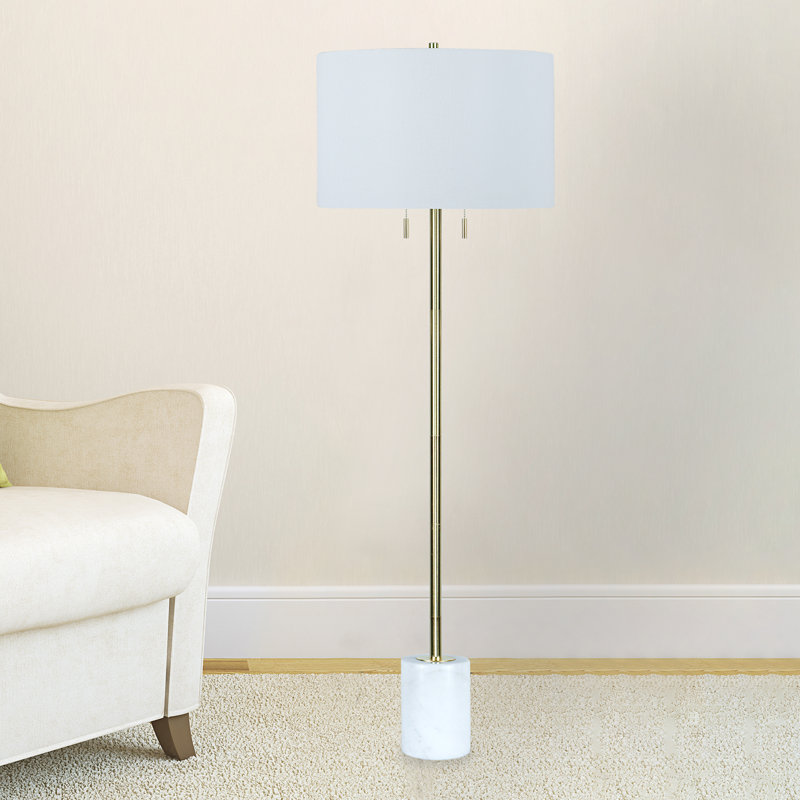61.5" Satin Brass & Marble Floor Lamp