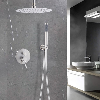 Brushed Nickel Shower Element With 10 Inch Head And Detachable Handheld Faucet In Fashionable