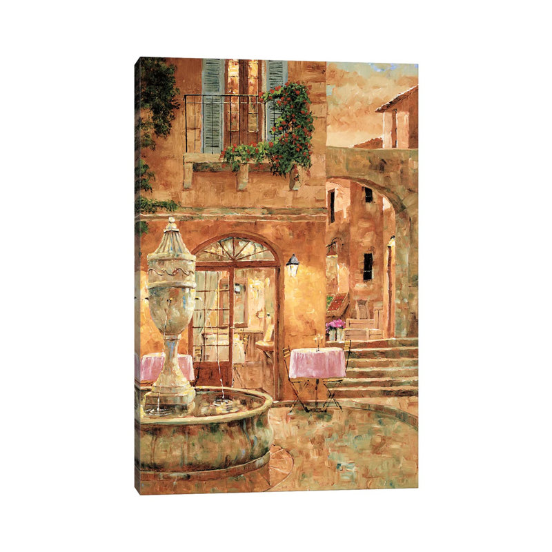 Evening At The Fountain by Gilles Archambault - Wrapped Canvas Painting, 101.6 cm H x 66.04 cm W x 1.91 cm D