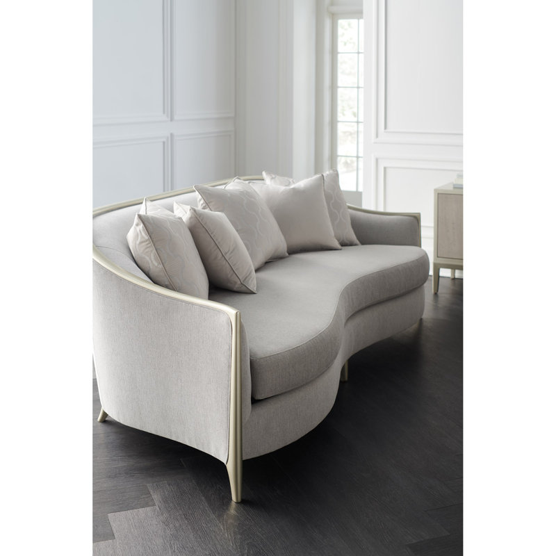 Elegant Slate Gray Transitional Sofa with Silver Shadow Frame