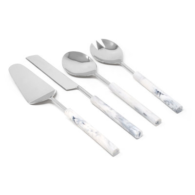 Cake/Salad Server Set With Marble Handle