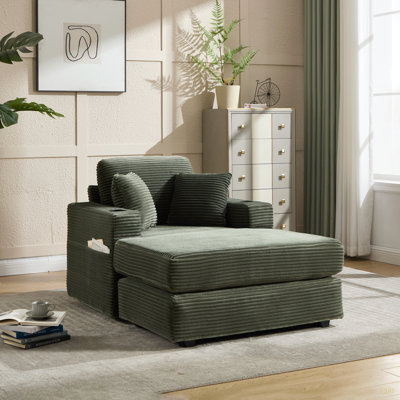 Canapé rembourré en velours côtelé Corduroy, sac pour magazines, siège profond à coussins amovibles pour le bureau du salon