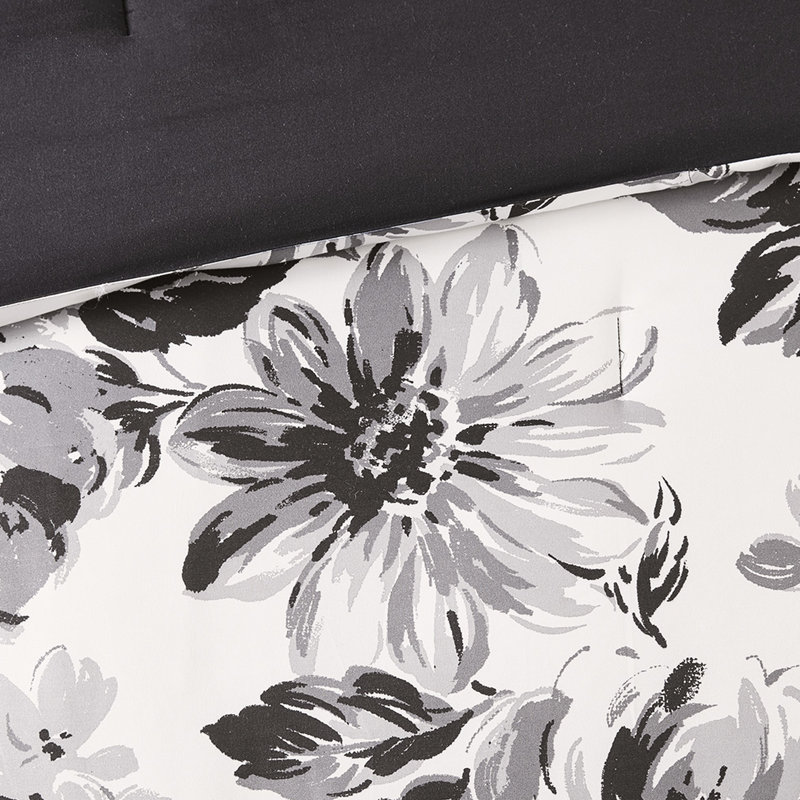 Édredon pour lit simple TG - noir et blanc à motif floral