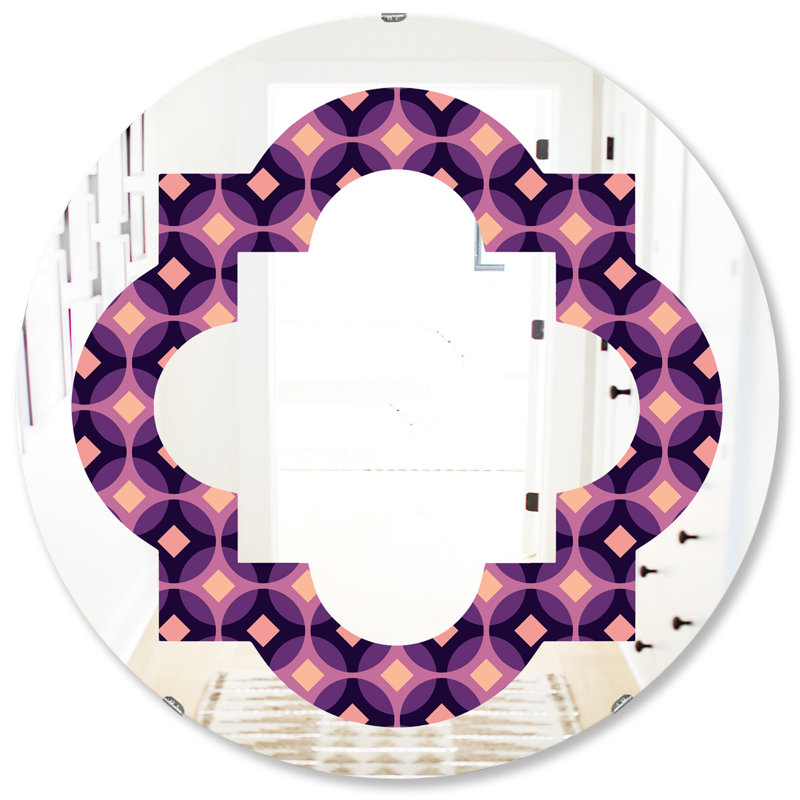 Miroir mural quadrilobe éclectique sans cadre, H 31,5 po x l po