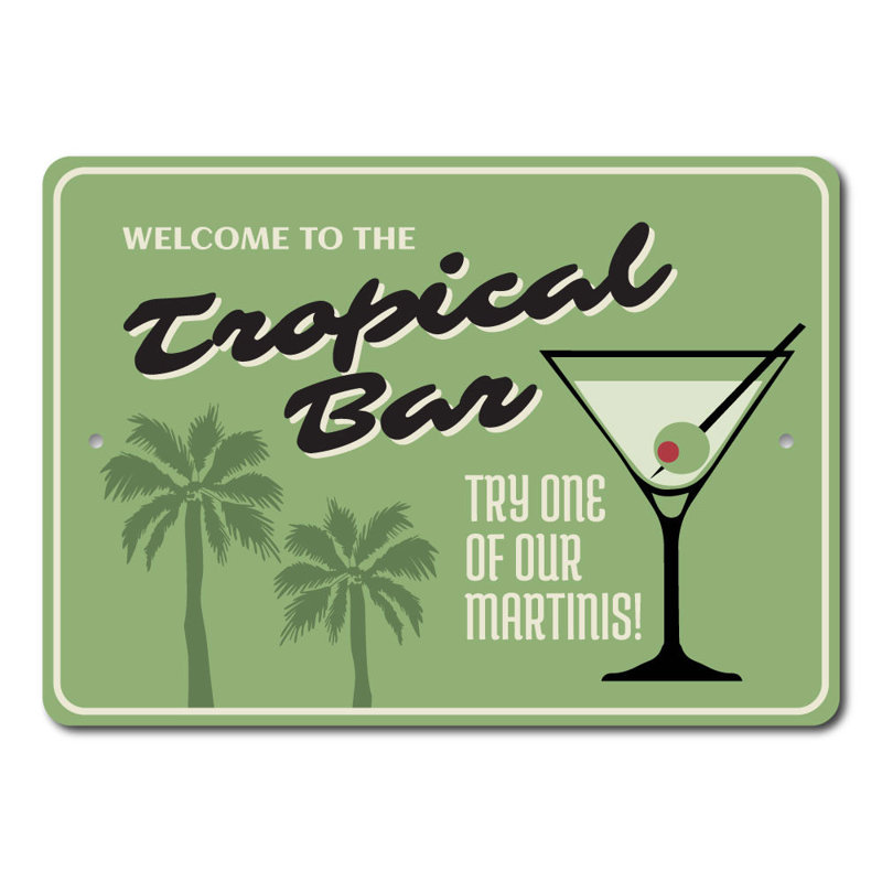 Enseigne de bar tropical, H 12 po x l 18 po x P 0,06 po