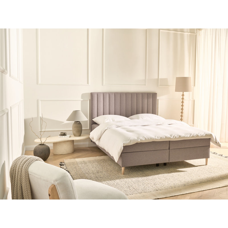 Upholstered Divan Bed, Taupe, European Kingsize (160 x 200 cm)